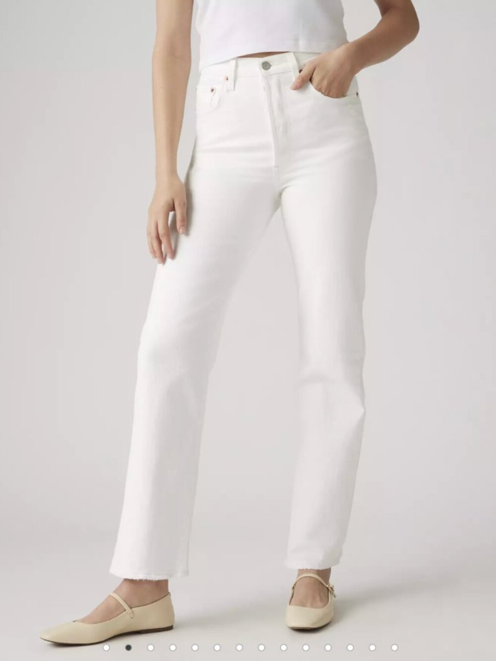 Levi's Ribcage Straight Ankle White Jeans High Rise Size 25
